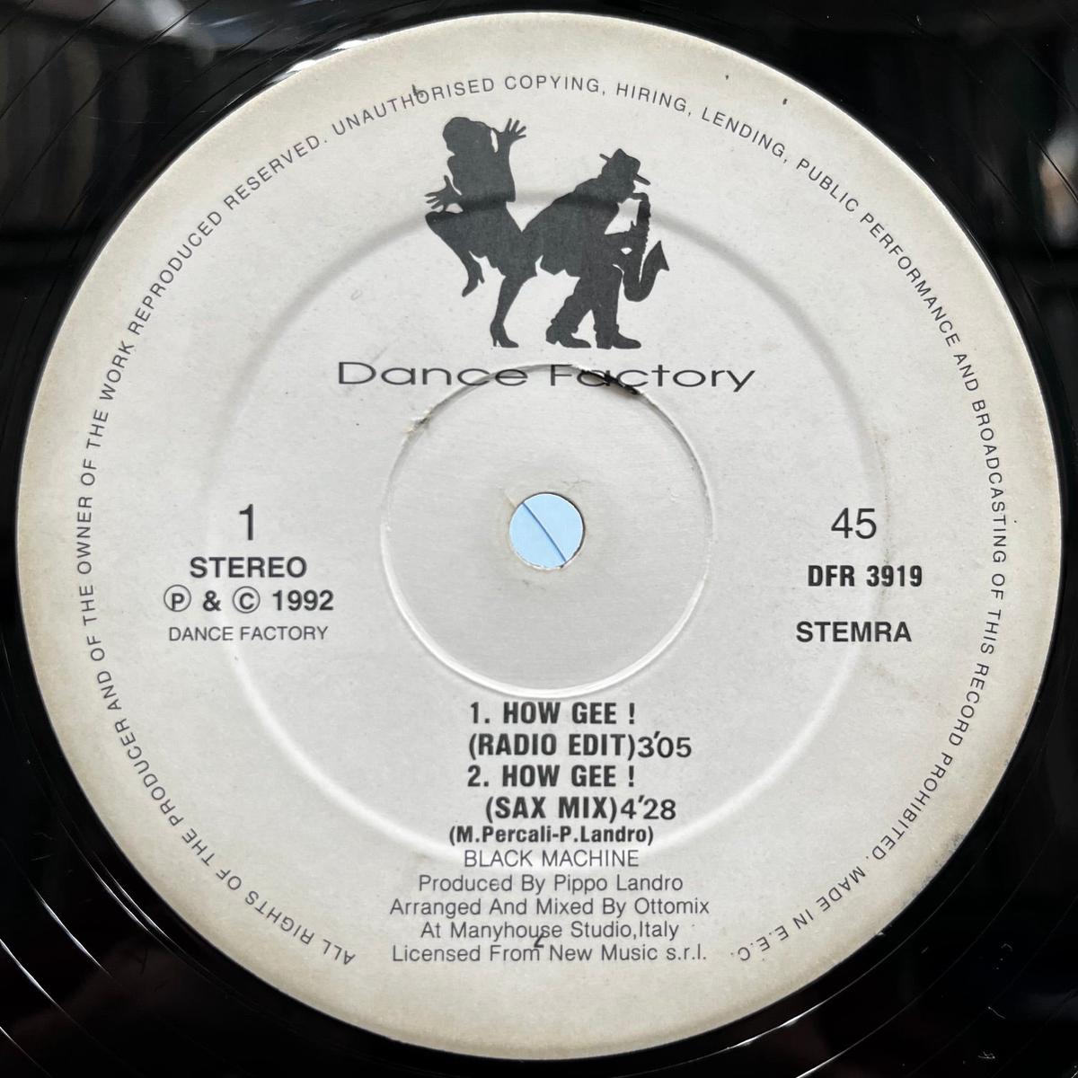 BLACK MACHINE / How Gee (DFR 3919, 12inch)