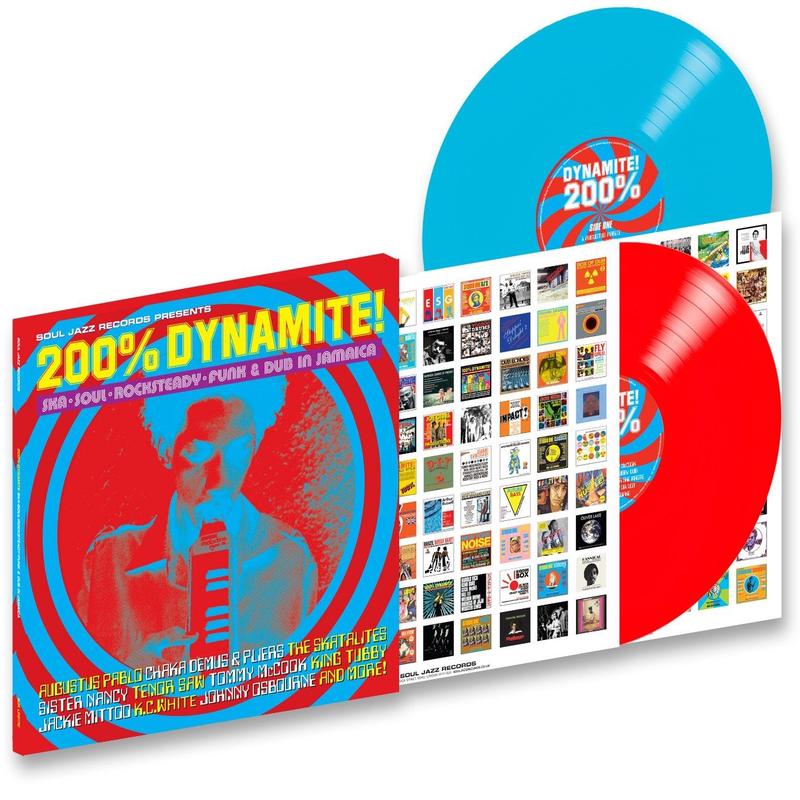 VARIOUS - Soul Jazz Records Presents: 200% Dynamite! Ska, Soul, Rocksteady, Funk & Dub in Jamaica - 2LP - Red/Blue Vinyl [RSD23]