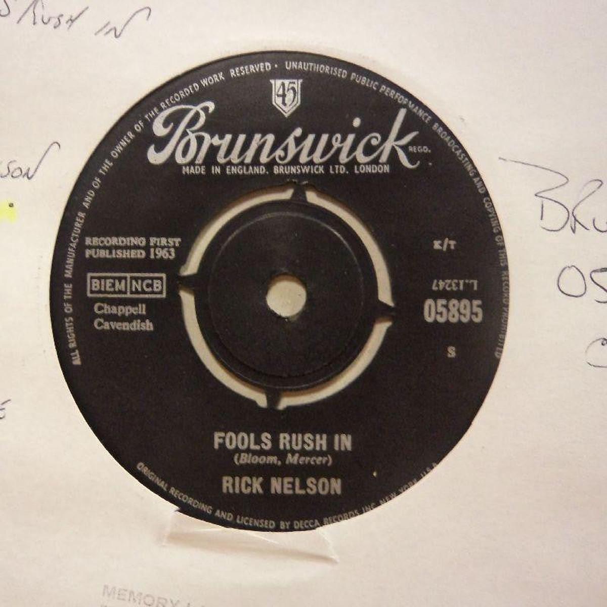 Fools Rush In/ Down Home-Brunswick-7  Vinyl-Ex/Ex-
