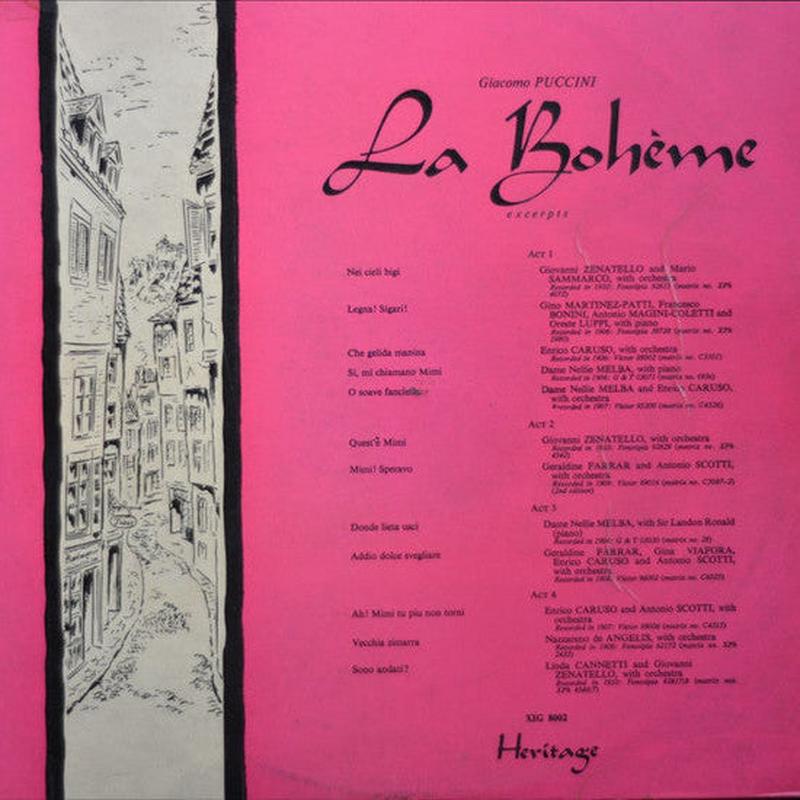 Various  La Boheme Excerpts  Vinyl