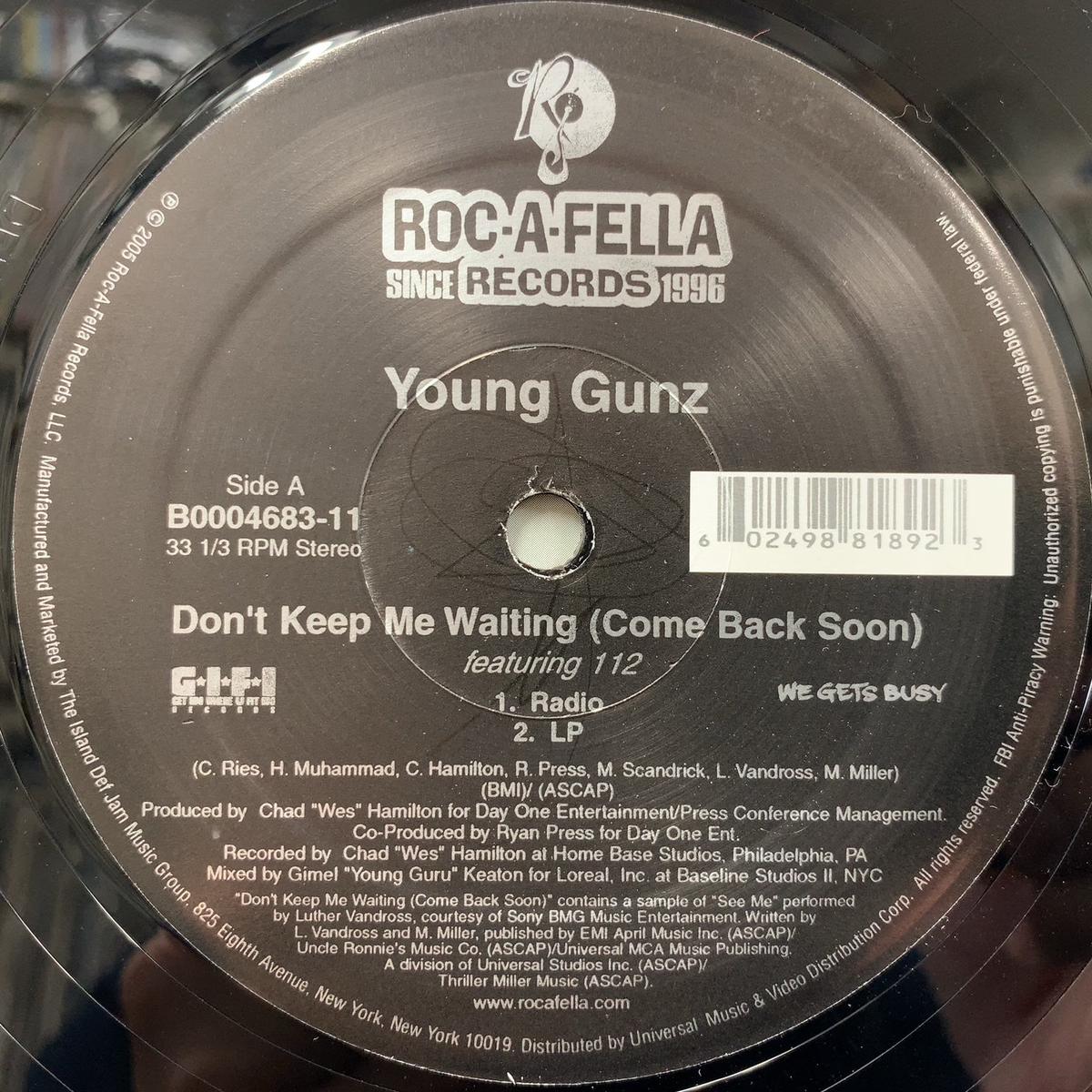 YOUNG GUNZ / Don't Keep Me Waiting (Come Back Soon) DEFR 16300-1, 12inch