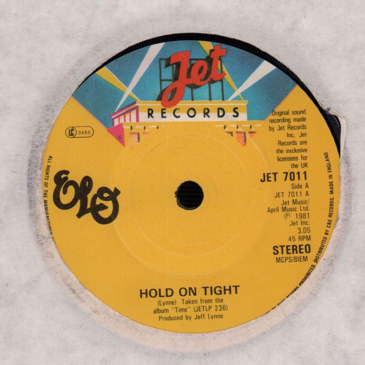 Hold On Tight/ When The Time Stood Still-Jet-7  Vinyl-VG/Ex