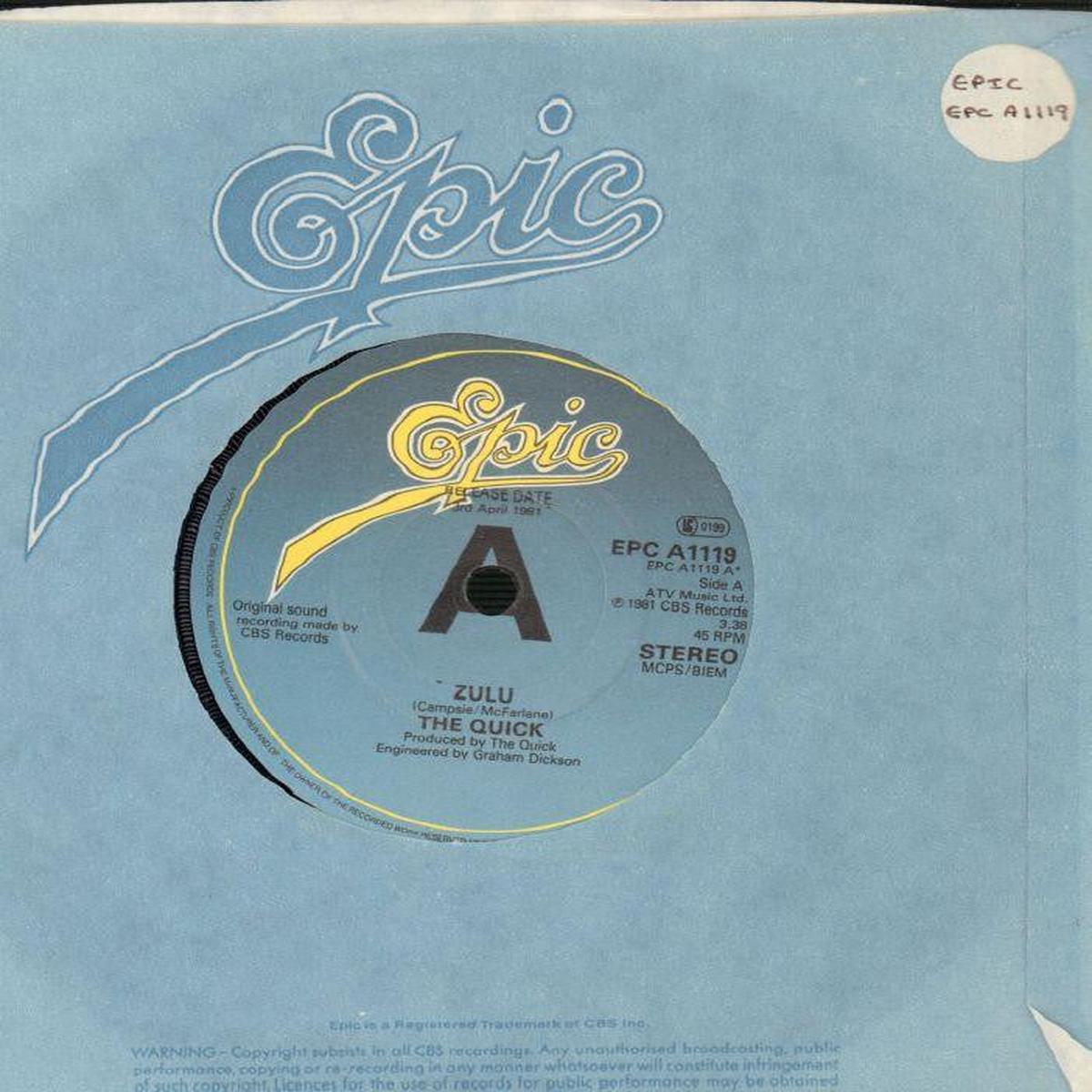 Zulu-Epic-7  Vinyl-VG/NM