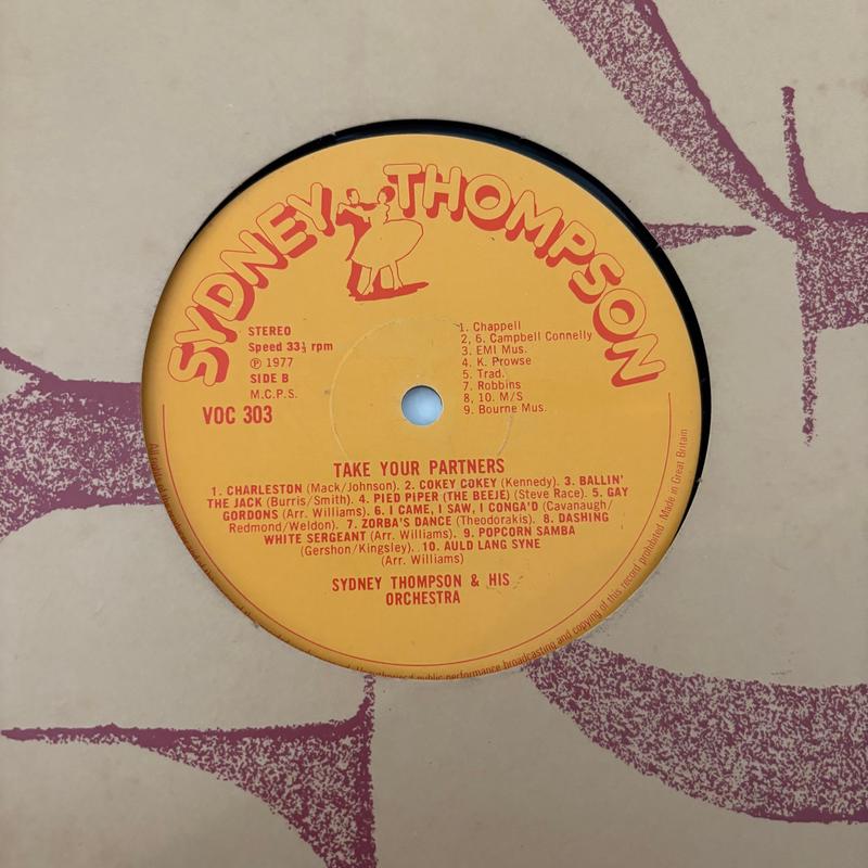 Sydney Thompson And His Old Time Dance Orchestra*  Take Your Partners - Vinyl