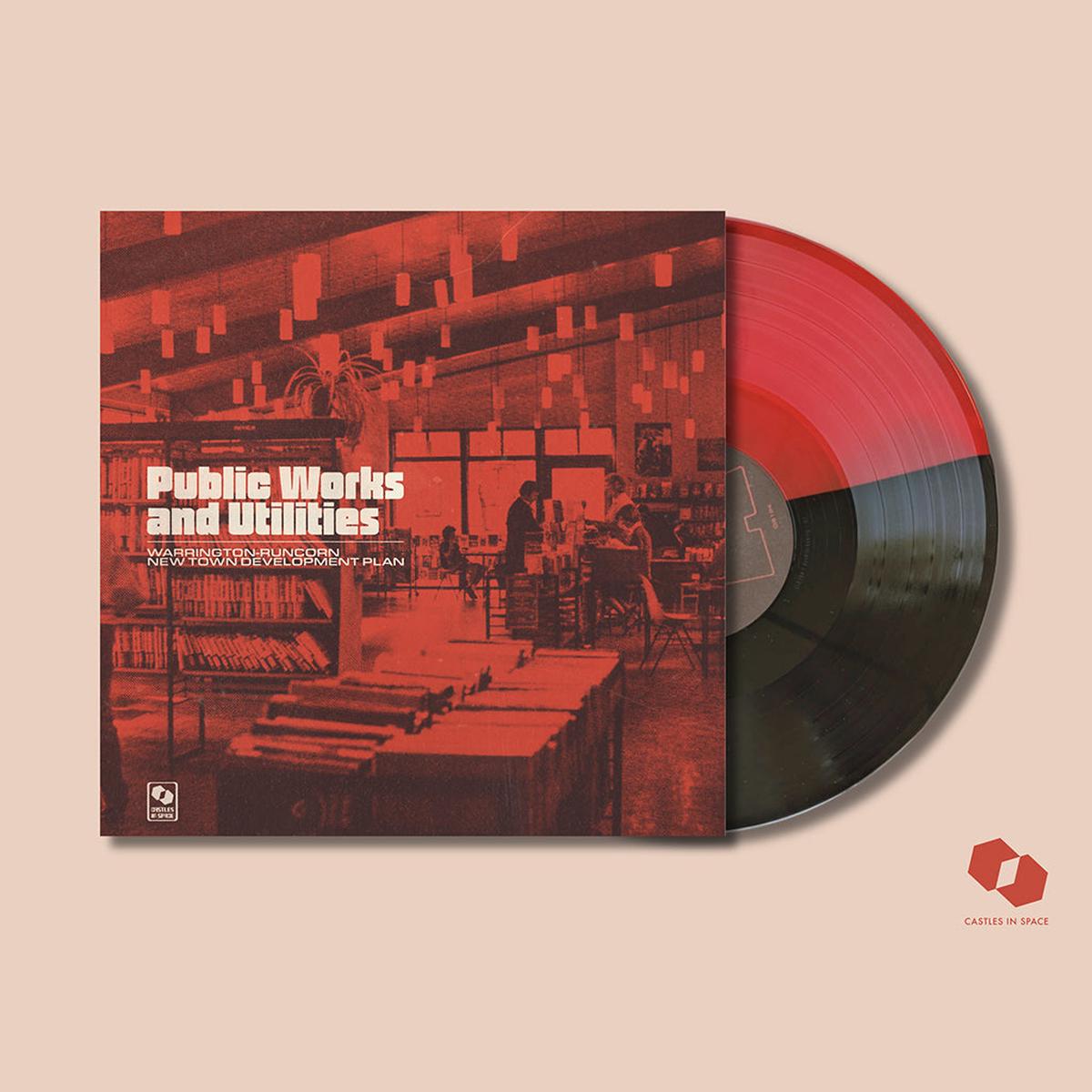 WARRINGTON-RUNCORN NEW TOWN DEVELOPMENT PLAN - Public Works and Utilities - LP - Transparent Red & Black 'Half & Half' Colour Vinyl