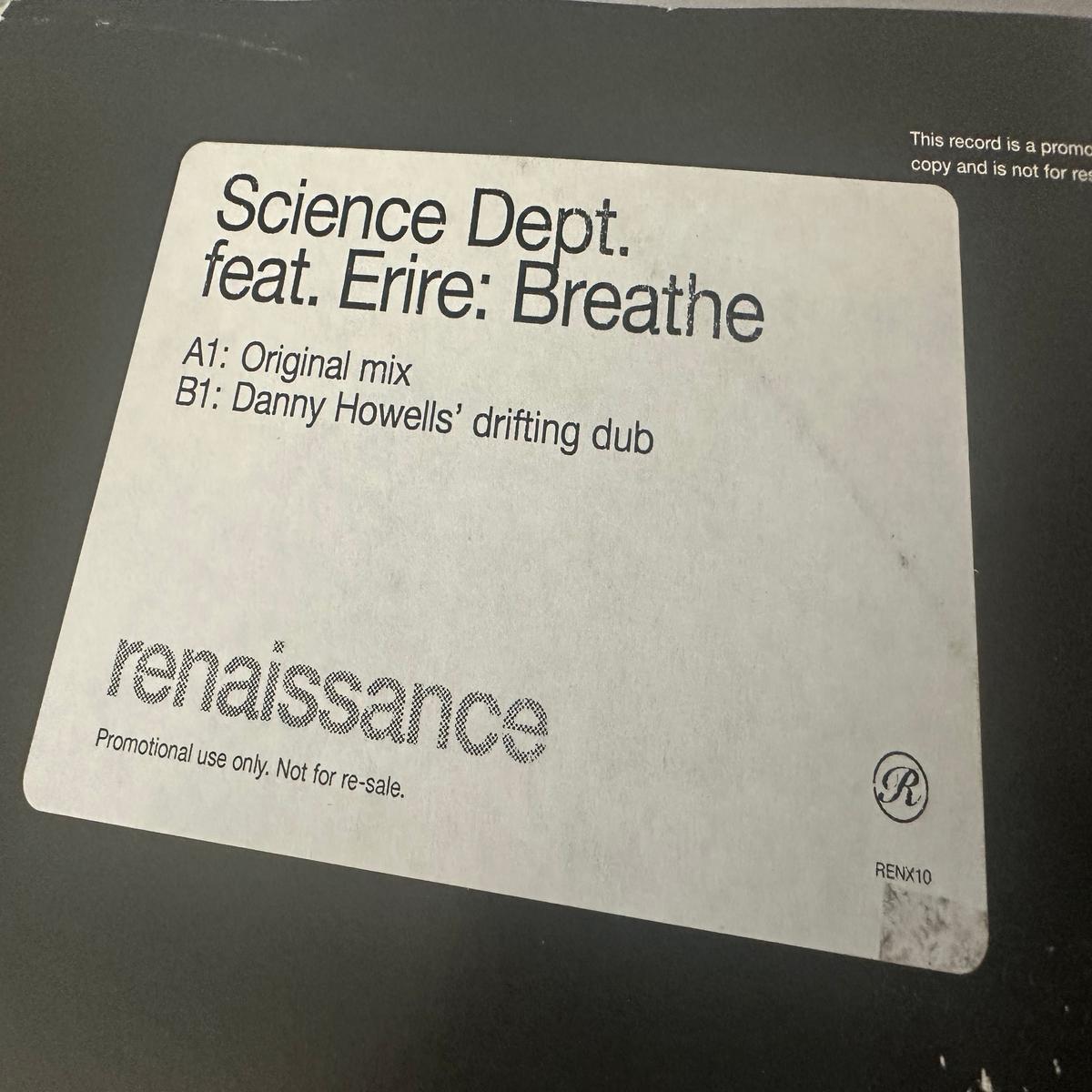 Science Dept. ft: Erire: Breathe . 12 single vinyl used