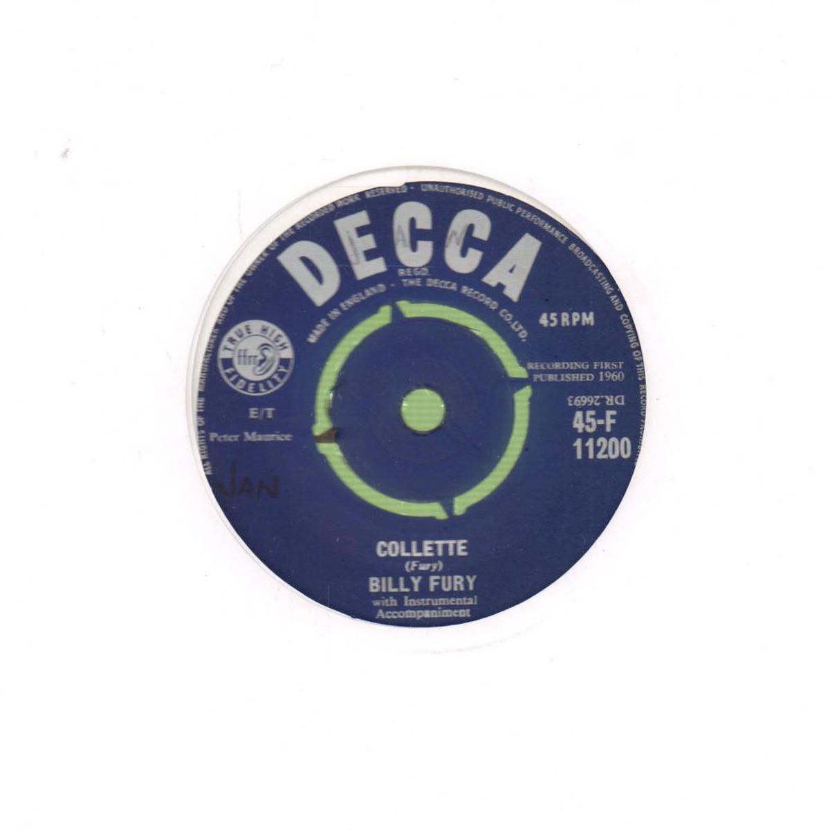 Collette-Decca-7  Vinyl-Ex/VG+