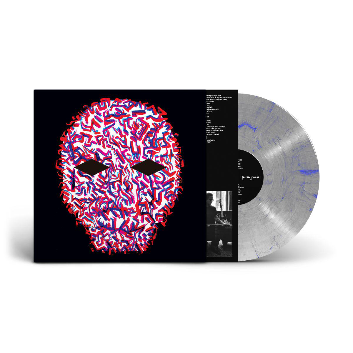 Power Sucker Metallic Silver Blue Swirl Vinyl LP