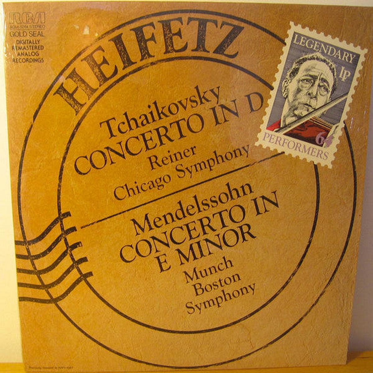 Jascha Heifetz, Pyotr Ilyich Tchaikovsky, Fritz Reiner, Chicago Symphony Orchestra, Felix Mendelssohn-Bartholdy, Charles Munch, Boston Symphony Orchestra Concerto In D / Concerto In E Minor 