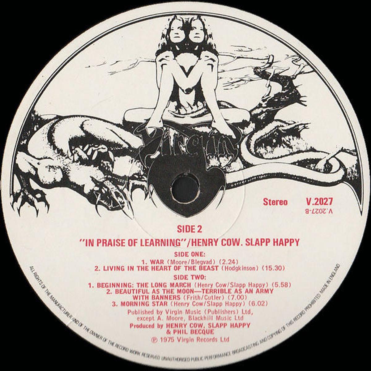 Henry Cow, Slapp Happy In Praise Of Learning - 1975-Jazz, Rock ,Avantgarde, Art Rock (Uk Vinyl Import )