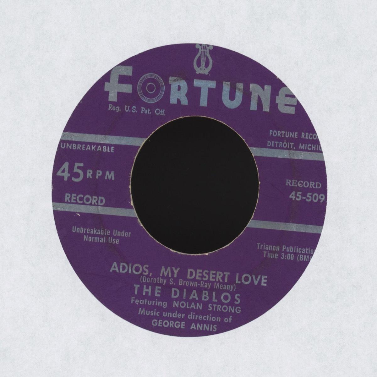 The Diablos featuring Nolan Strong - Adios My Desert Love on Fortune RB Doo Wop 45