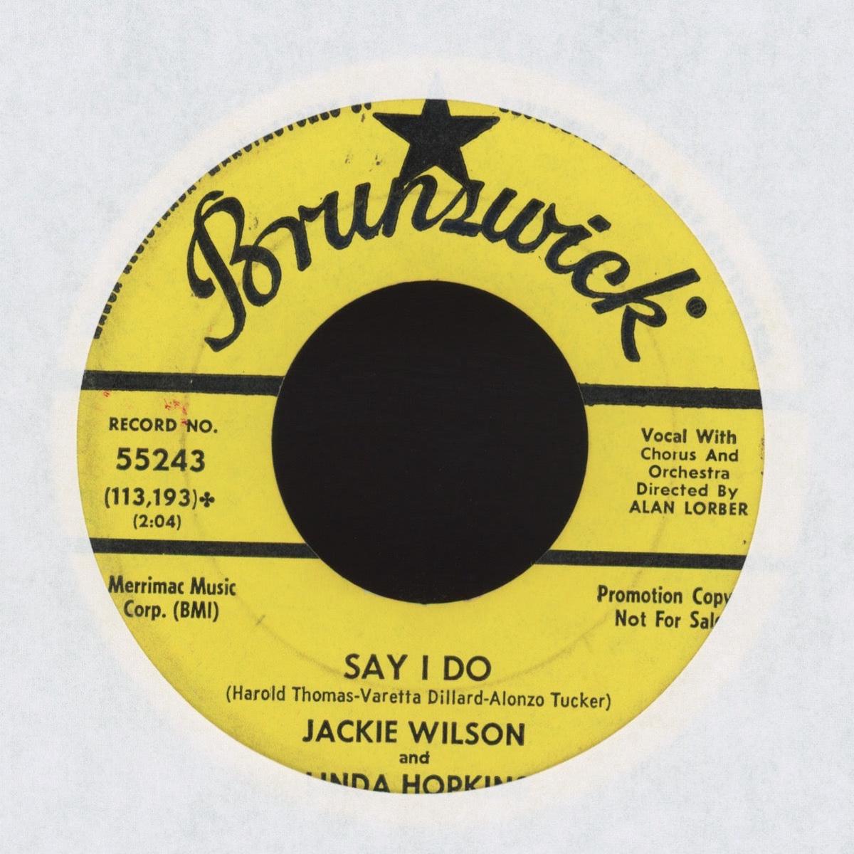 Jackie Wilson Linda Hopkins - Say I Do on Brunswick Promo RB 45