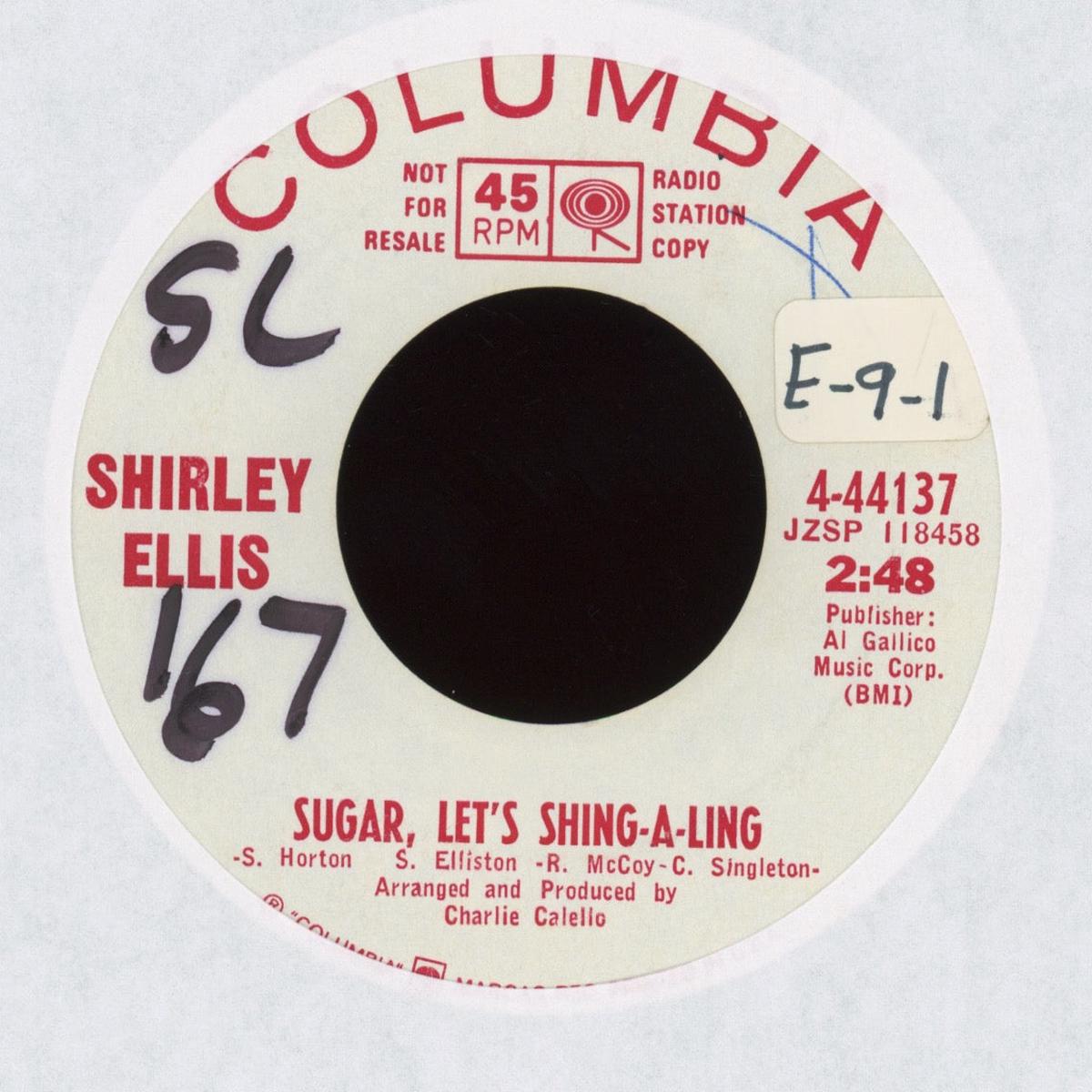 Shirley Ellis - Sugar, Let's Shing-A-Ling on Columbia Promo Northern Soul 45