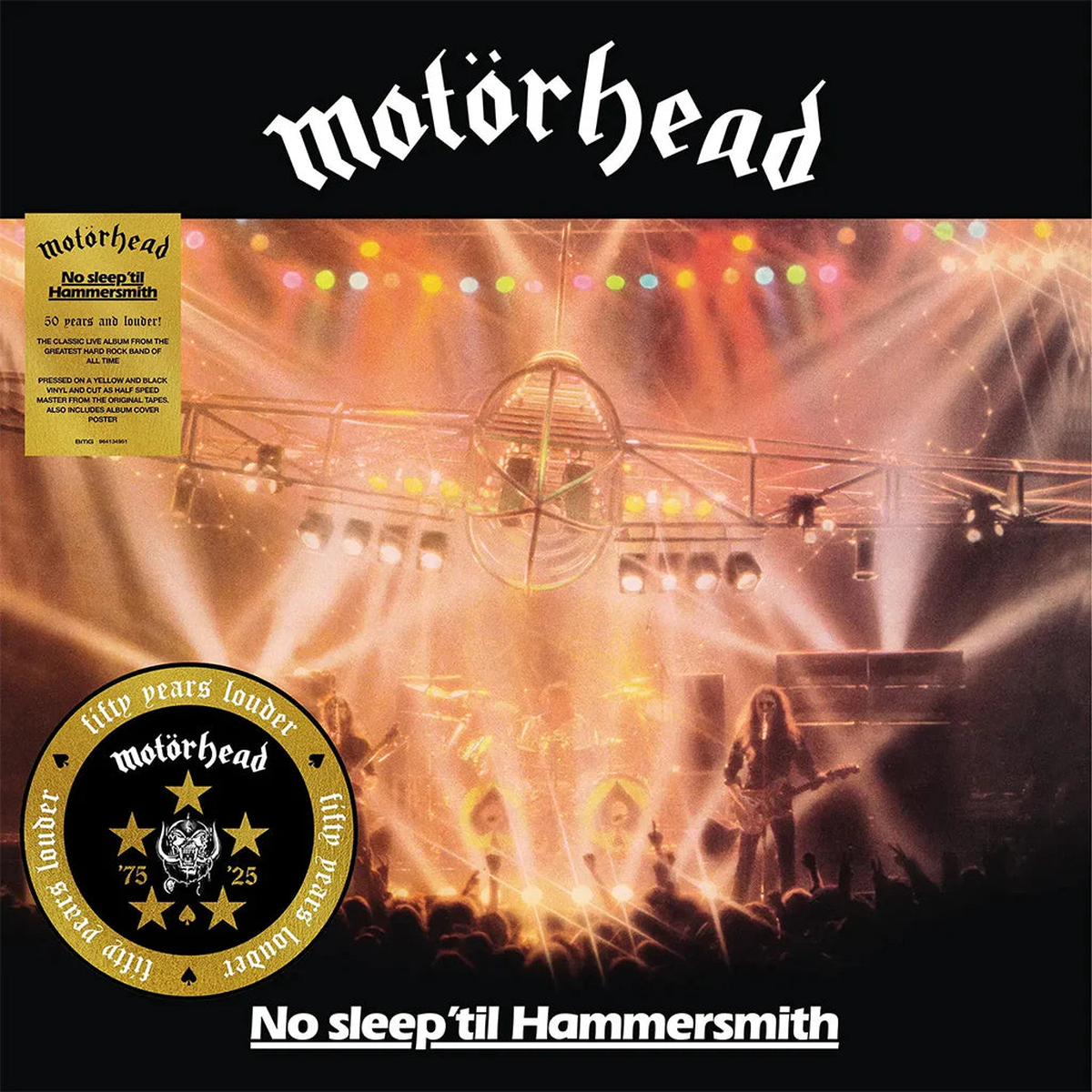 Motrhead - No Sleep Til Hammersmith (50th Anniversary Edition w/ Poster) - LP - Yellow & Black Vinyl