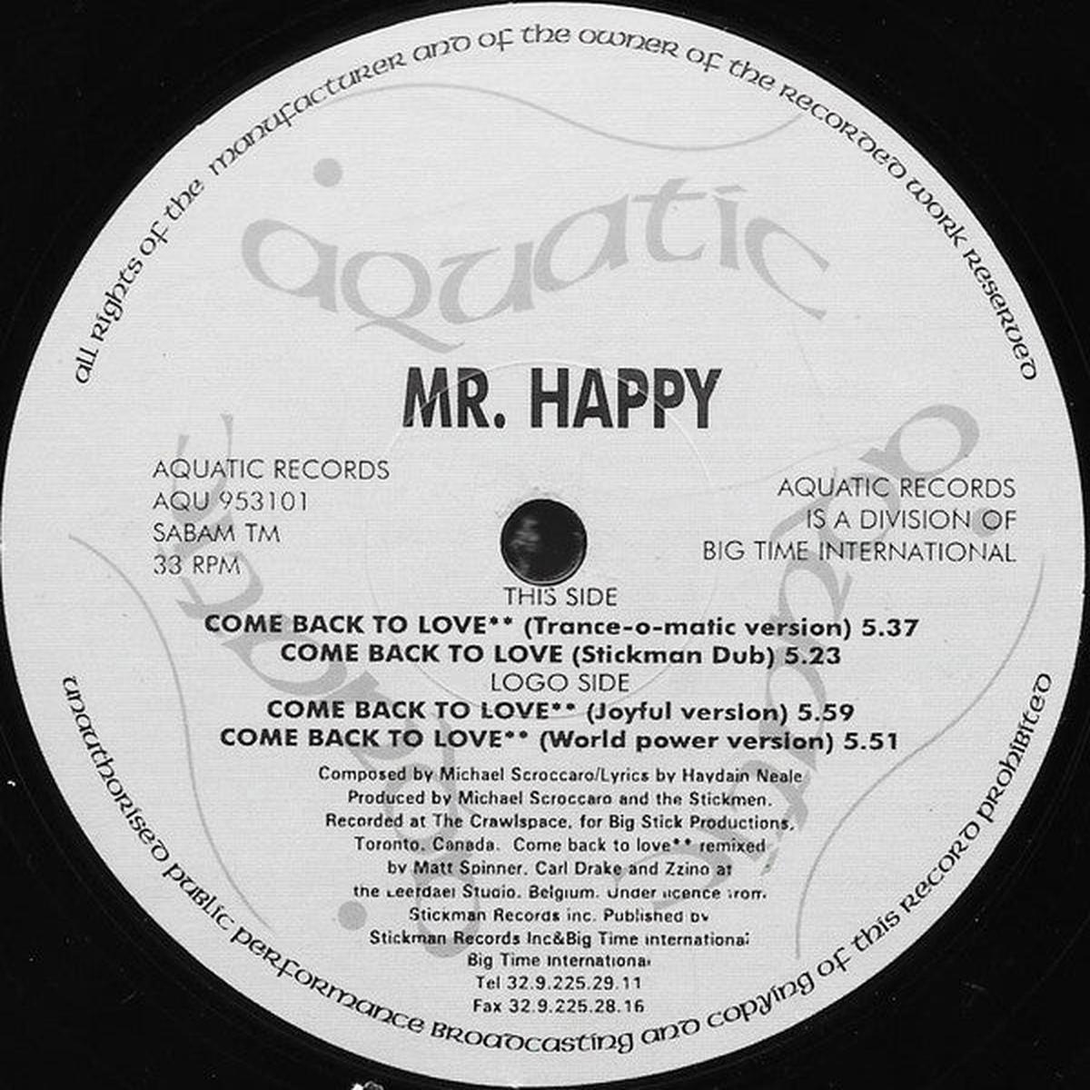MR. HAPPY COME BACK TO LOVE