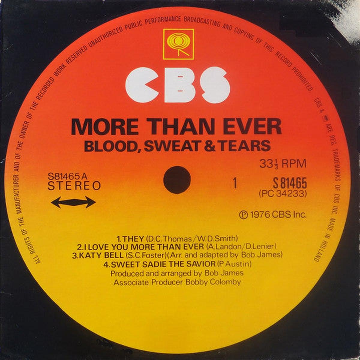 Blood, Sweat & Tears More Than Ever - 1976 Fusion, Jazz-Rock (vinyl)