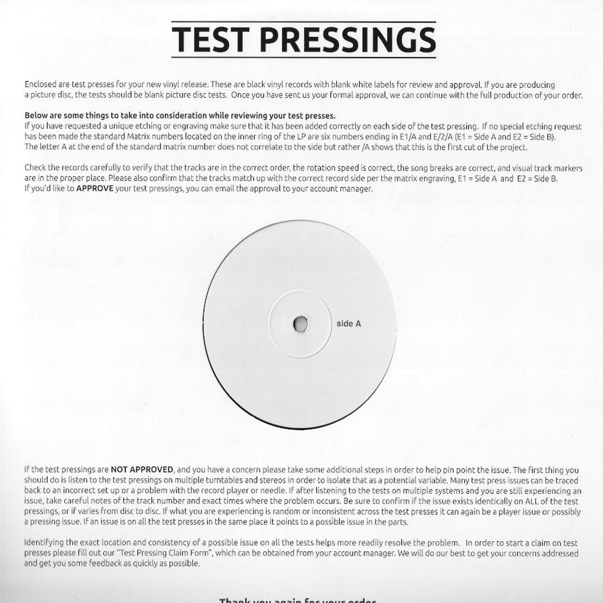 TEST PRESS Miracle Again